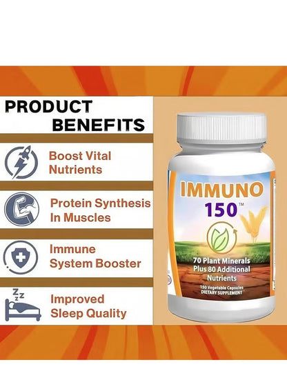 Immuno 150™ – 70 Plant Minerals + 80 Nutrients | 150 Vegetable Capsules